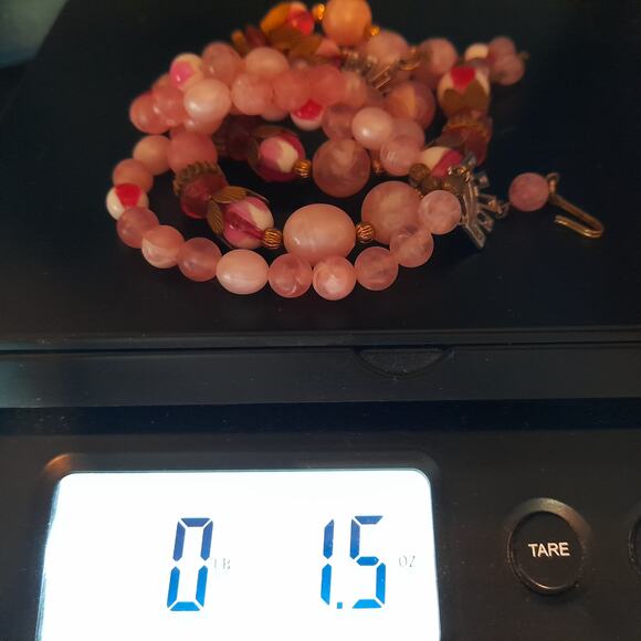 Vintage Pink Lucite Bead Necklace, Two Strands, Mid-Century, 17 1/2" - Picture 11 of 11